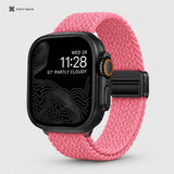 xstrape Pink Braided Stretch Apple Watch Band for Women - Elastic Nylon Loop Strap