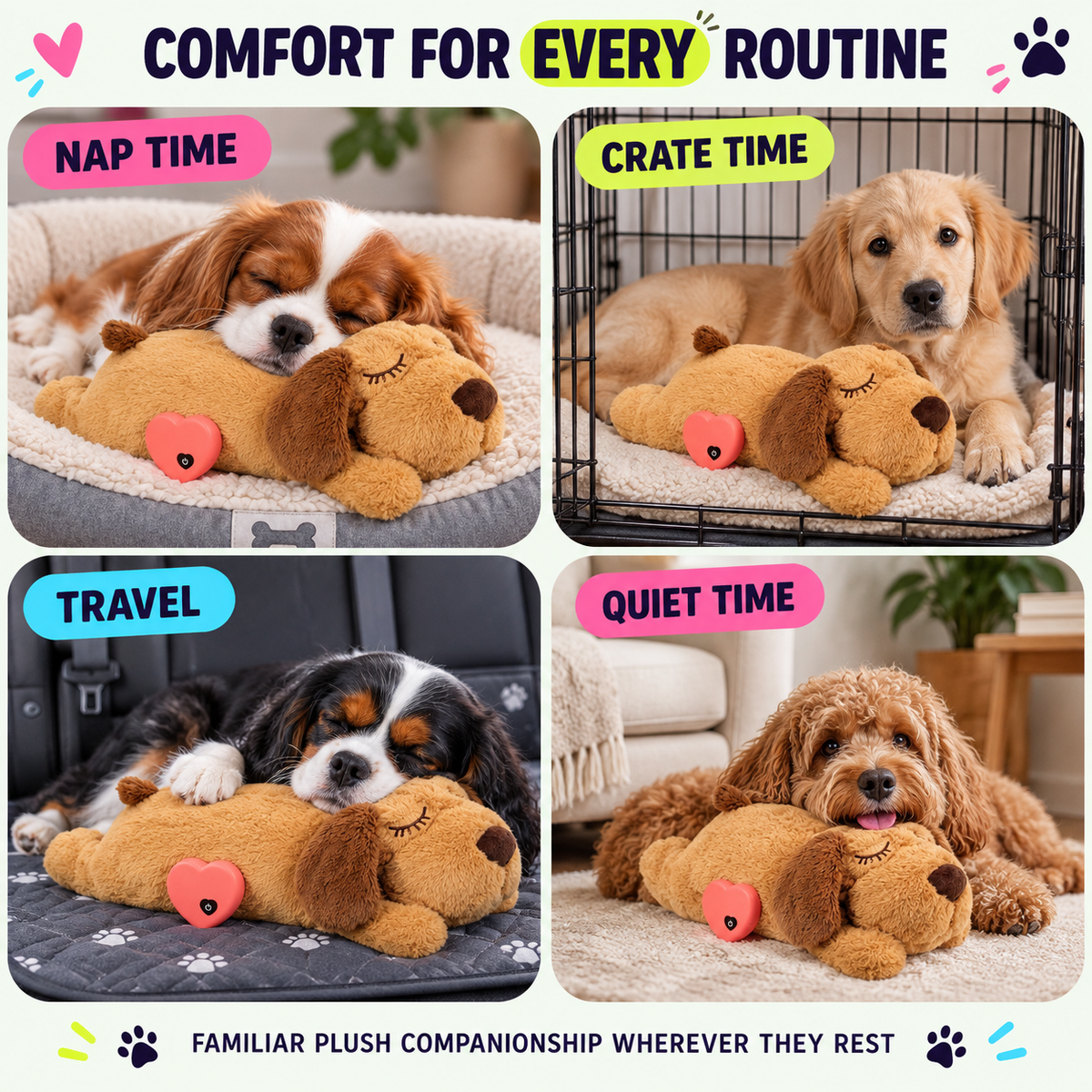 Heartbeat plush toy for naps crate time travel and quiet time