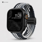 Braided Solo Loop Apple Watch Band - Black Gray White Stretch Nylon Strap