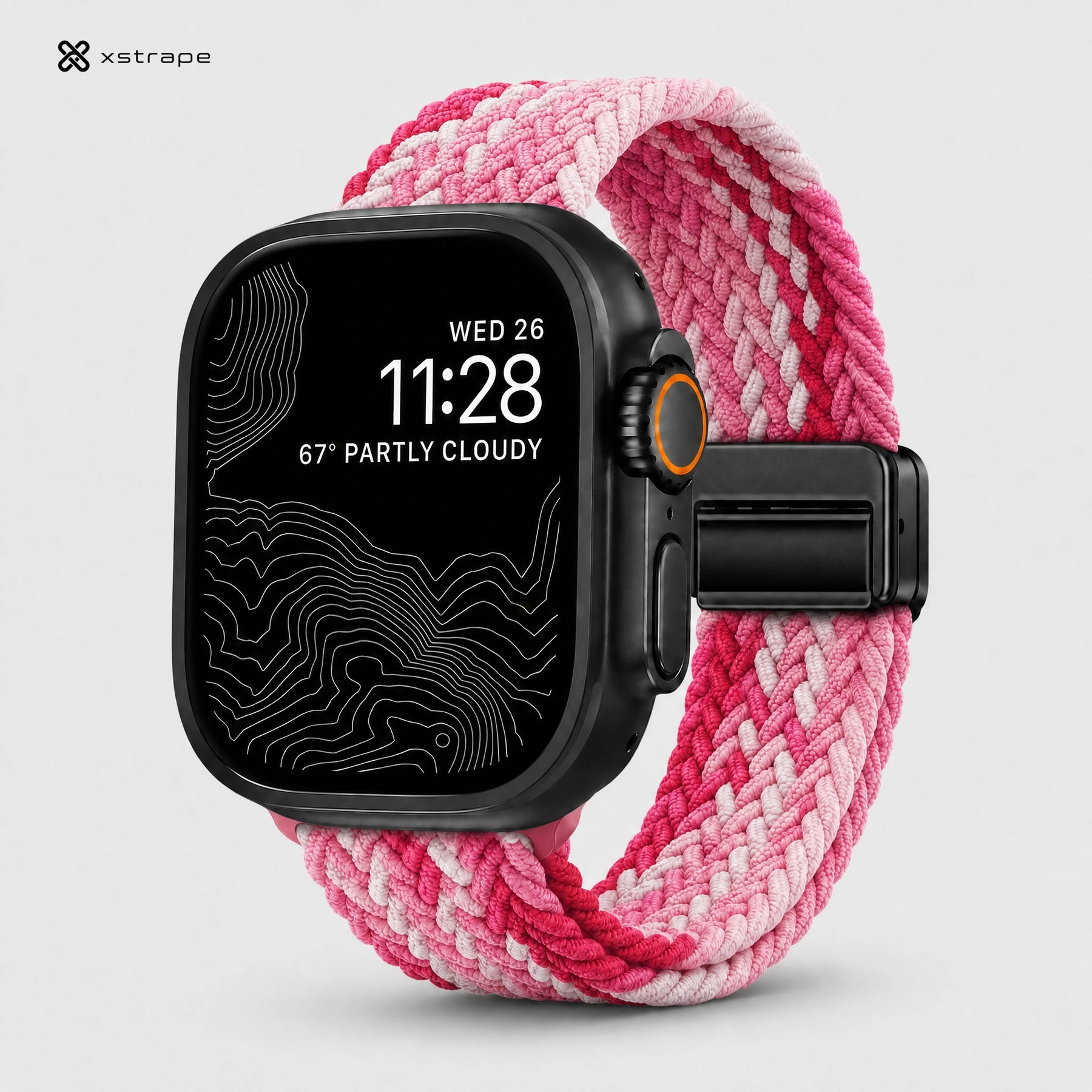 Xstrape Stylish Smartwatch with Braided Pink Band