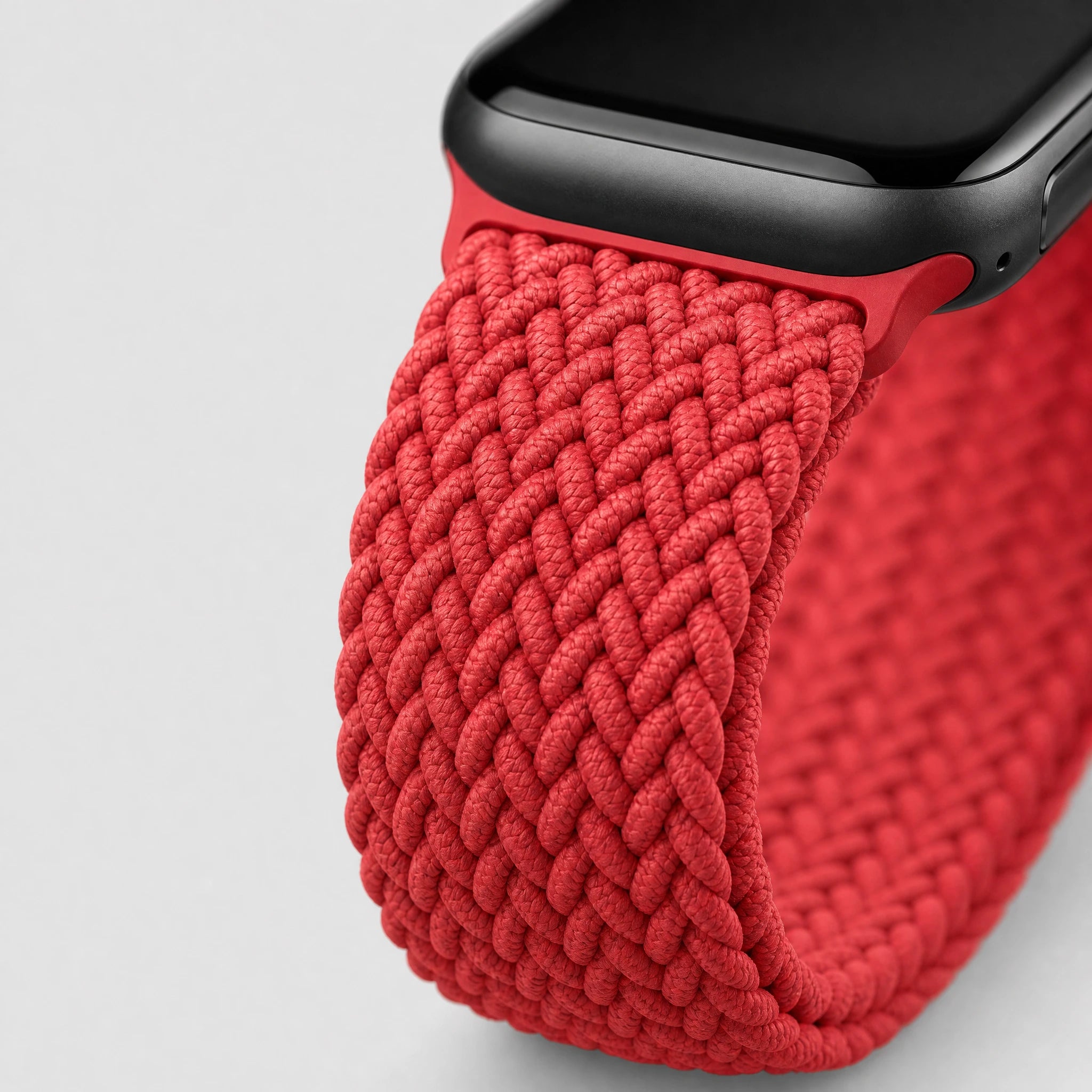 Red Braided Stretch Apple Watch Band with Adjustable Buckle