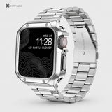 xstrape Silver Stainless Steel Apple Watch Band with Rugged Protective Case
