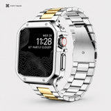 xstrape Luxury Stainless Steel Apple Watch Band with Rugged Metal Case - Silver & Gold