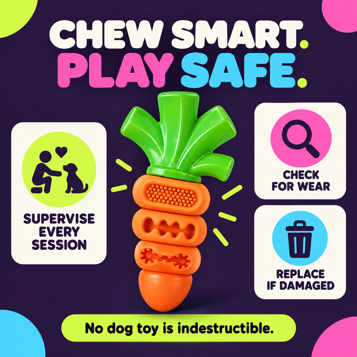 Dog chew toy supervision wear check and replacement guide