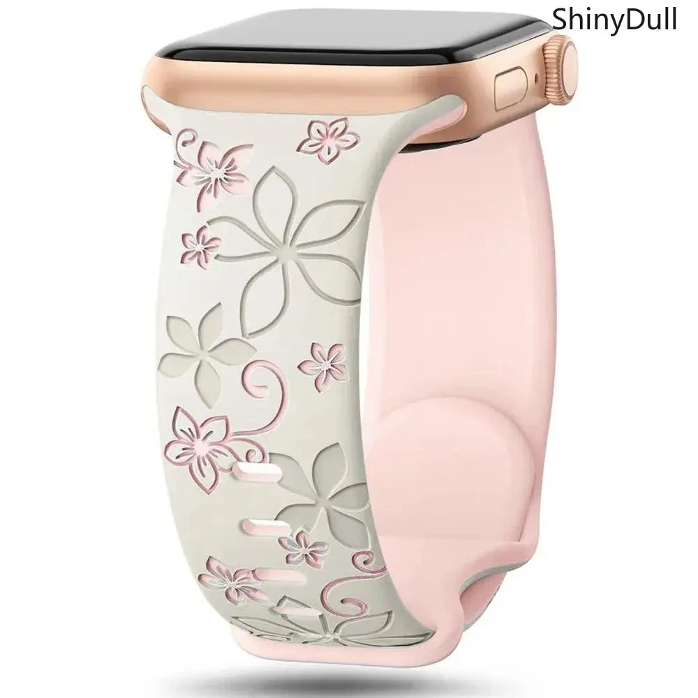 Engraved Silicone Smart Watch Band - Stylish Women’s Multi-Size Sports Wristband, Wearable Accessory (38-49mm, Compatible with Series & Ultra Models) (main image)
