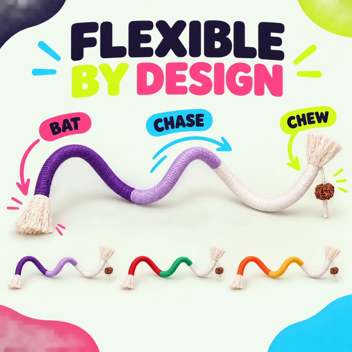 Flexible cat rope play