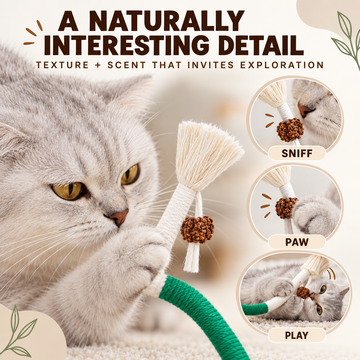 Natural gall-fruit texture detail for cat exploration