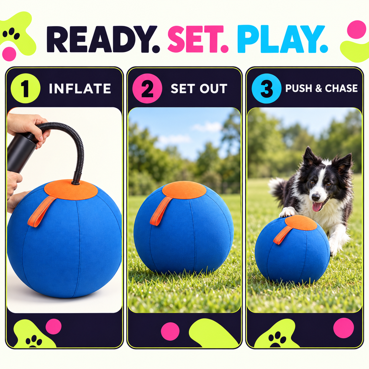 How to inflate set out and play with an inflatable dog herding ball