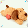 Brown heartbeat plush dog toy with removable heart module