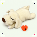 White heartbeat plush dog toy with removable heart module