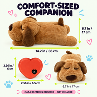 Heartbeat plush dog toy dimensions and battery requirement