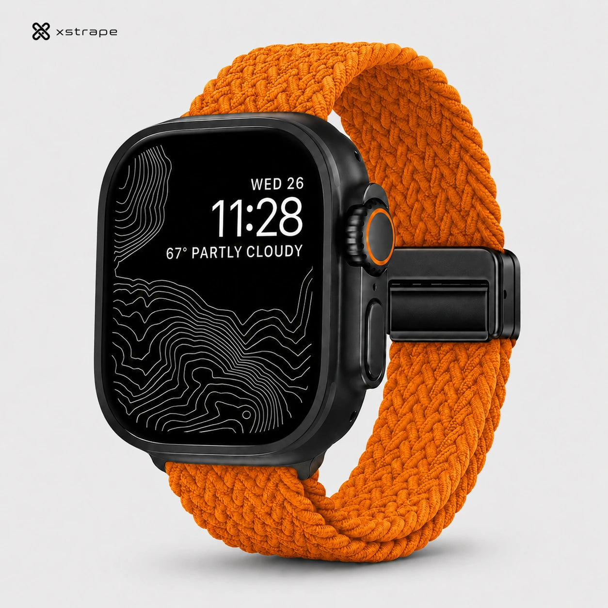 Xstrape Stylish Smartwatch with Durable Orange Braided Band