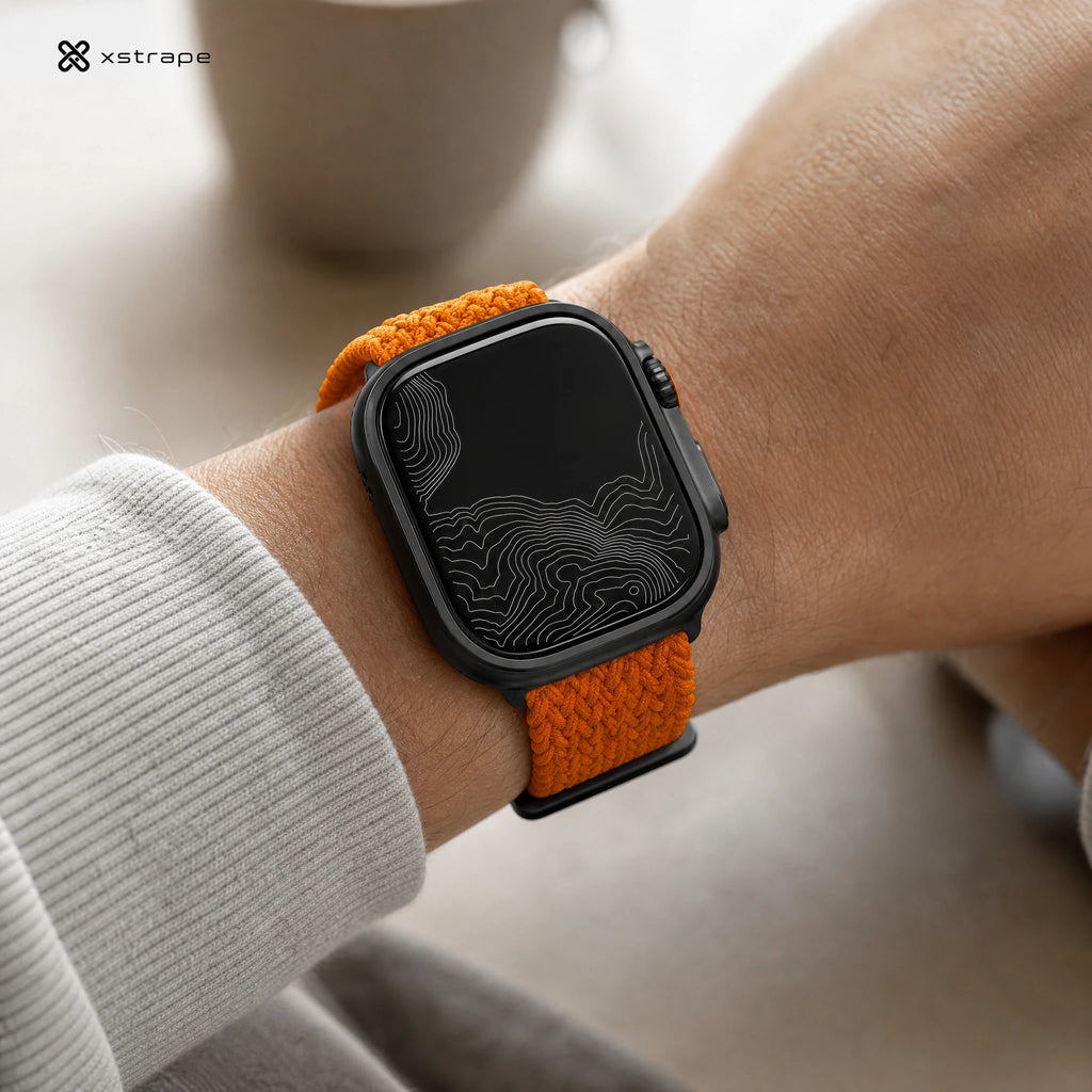 Xstrape Stylish Smartwatch with Durable Orange Braided Band