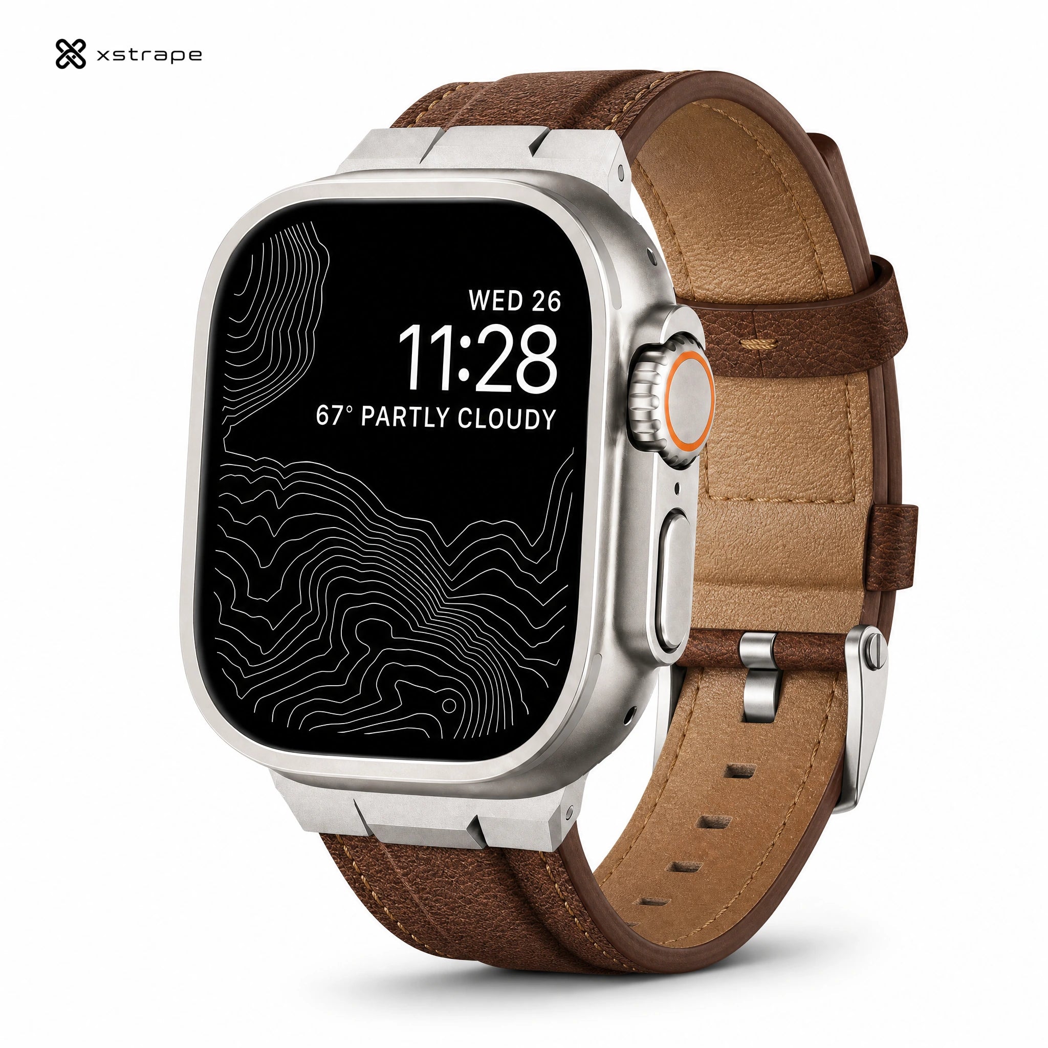 Xstrape Smartwatch with Brown Leather Band