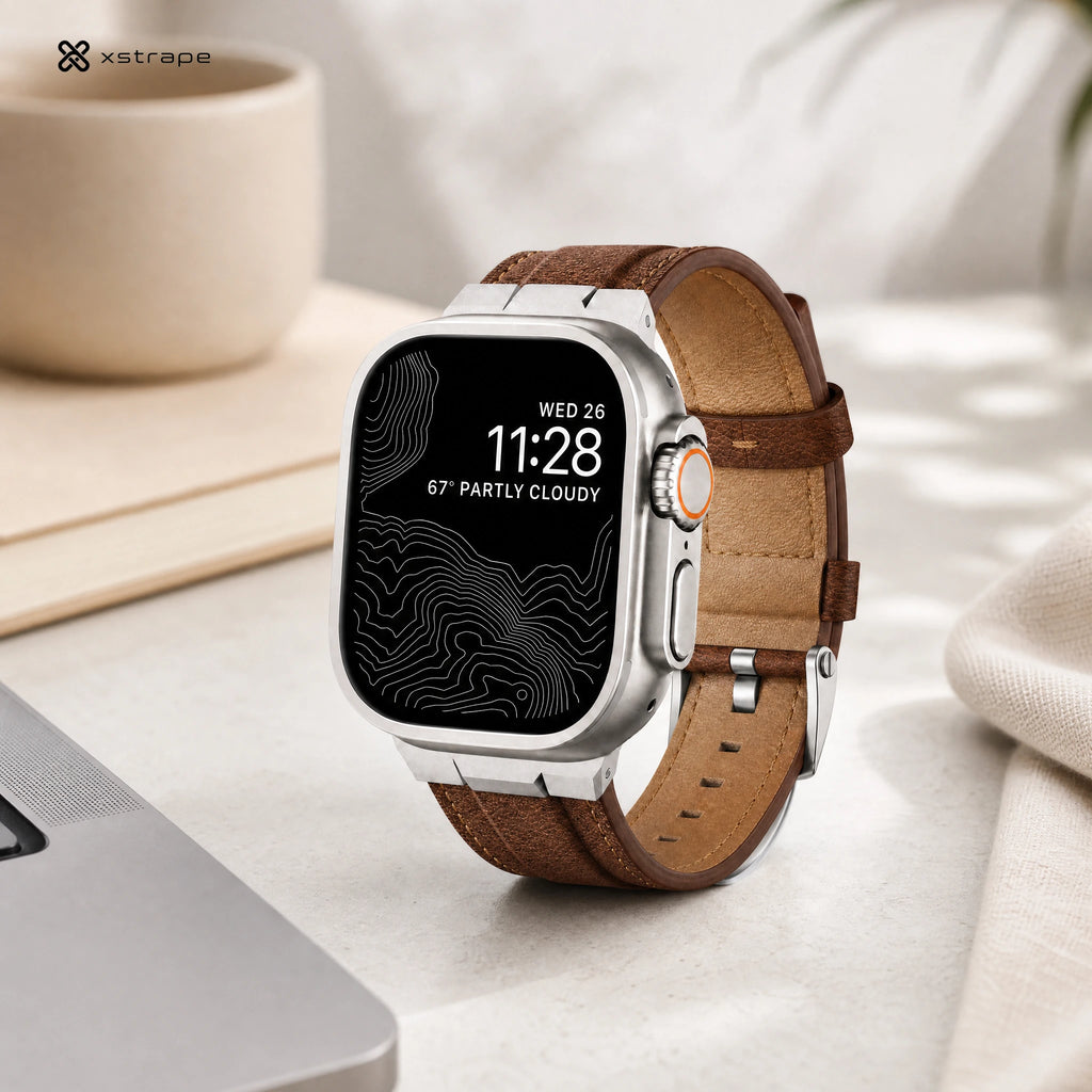 Xstrape Smartwatch with Brown Leather Band
