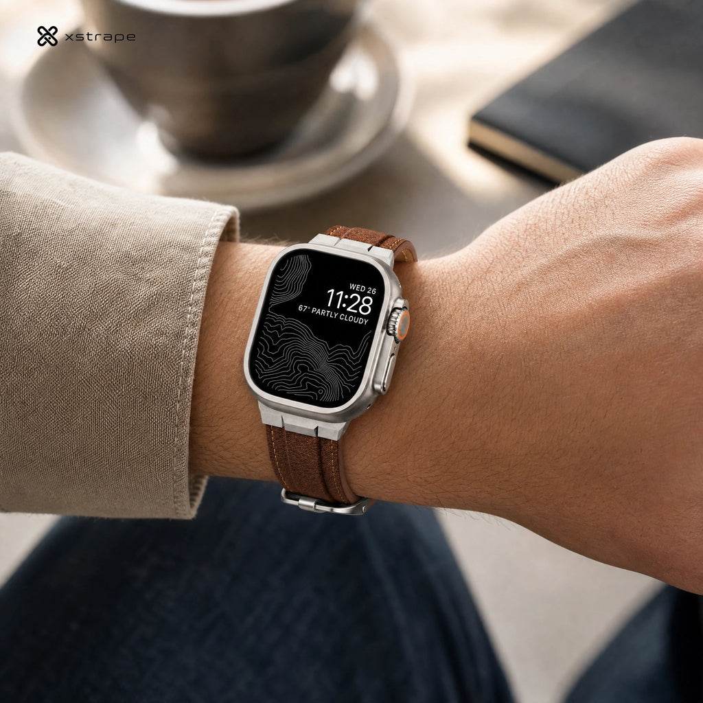 Xstrape Smartwatch with Brown Leather Band