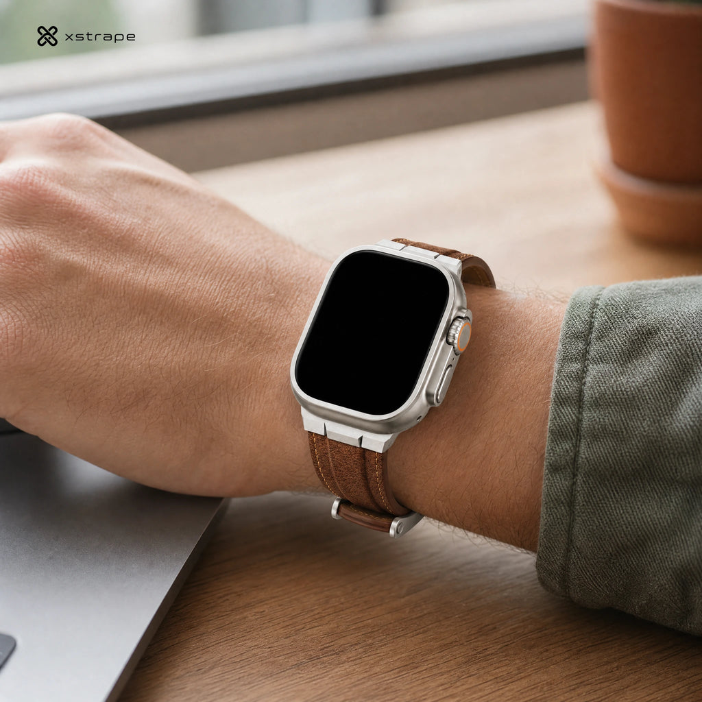 Xstrape Smartwatch with Brown Leather Band