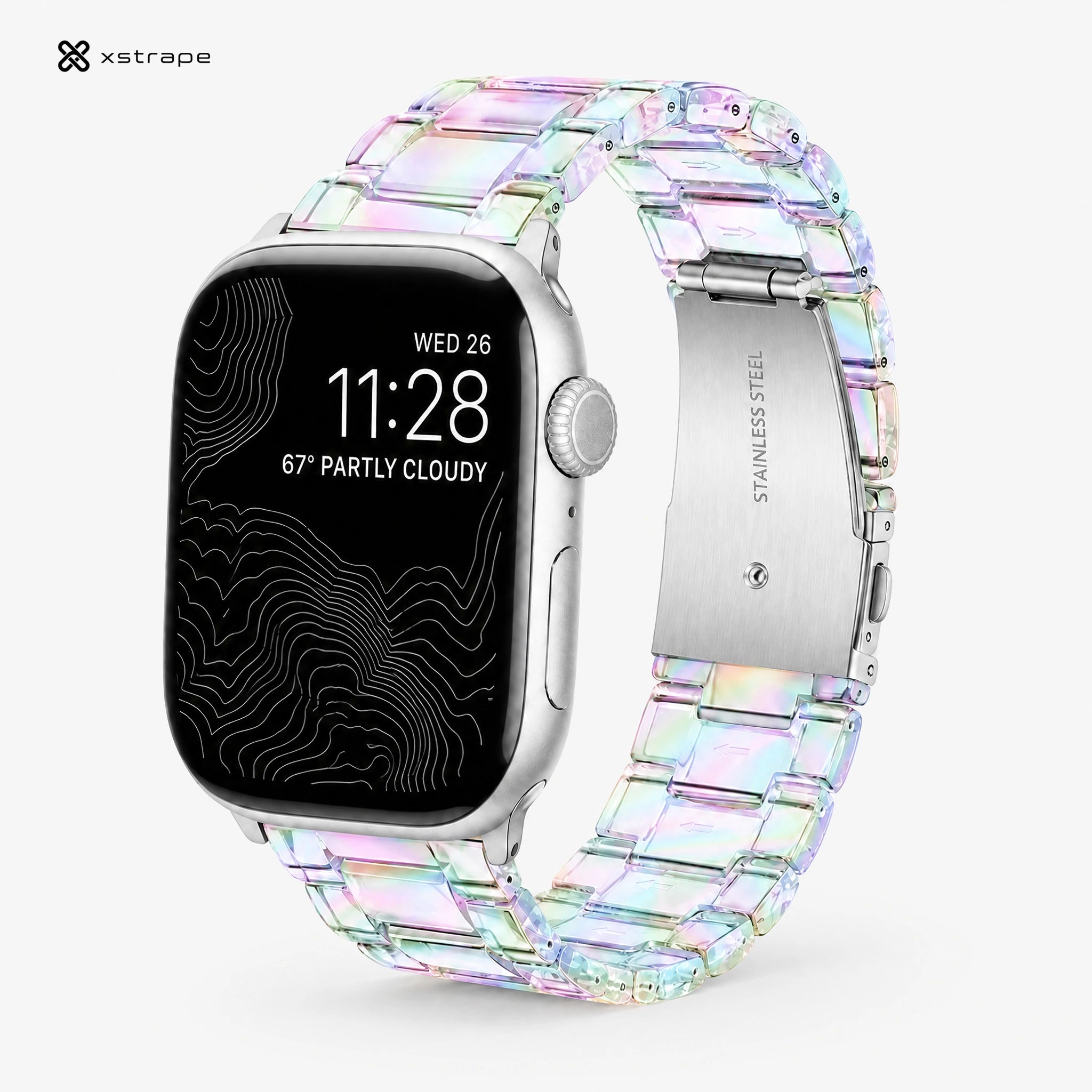 Iridiscent Stainless Steel Apple Watch Band