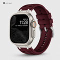 xstrape Burgundy Rugged Silicone Apple Watch Band with Metal Connectors
