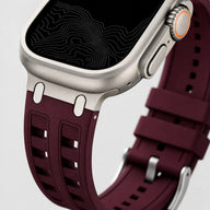 xstrape Burgundy Rugged Silicone Apple Watch Band with Metal Connectors