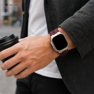 xstrape Burgundy Rugged Silicone Apple Watch Band with Metal Connectors