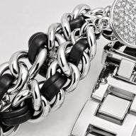 Luxury Silver Charm Apple Watch Band with Rhinestone Heart Chain Bracelet