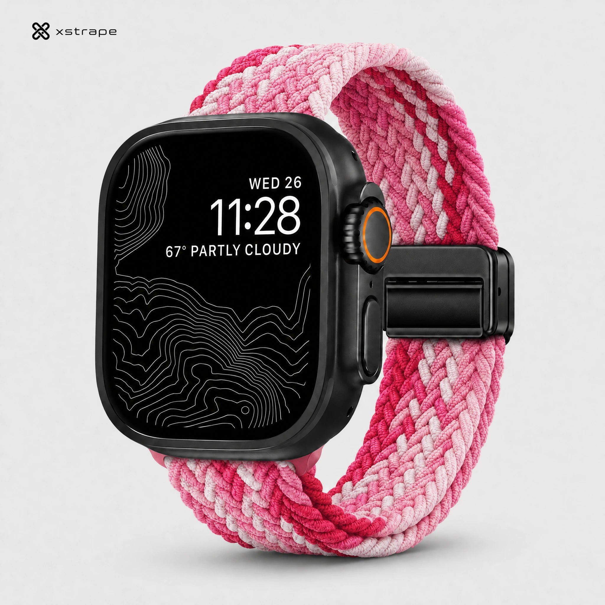 Xstrape Stylish Smartwatch with Braided Pink Band