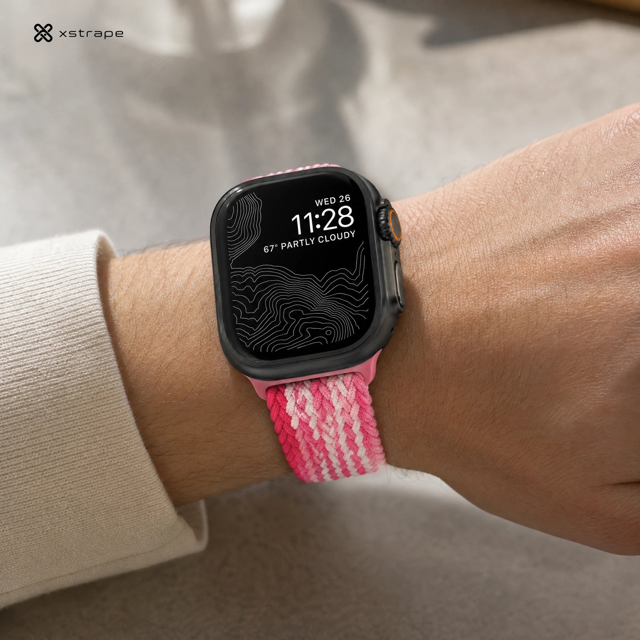 Xstrape Stylish Smartwatch with Braided Pink Band