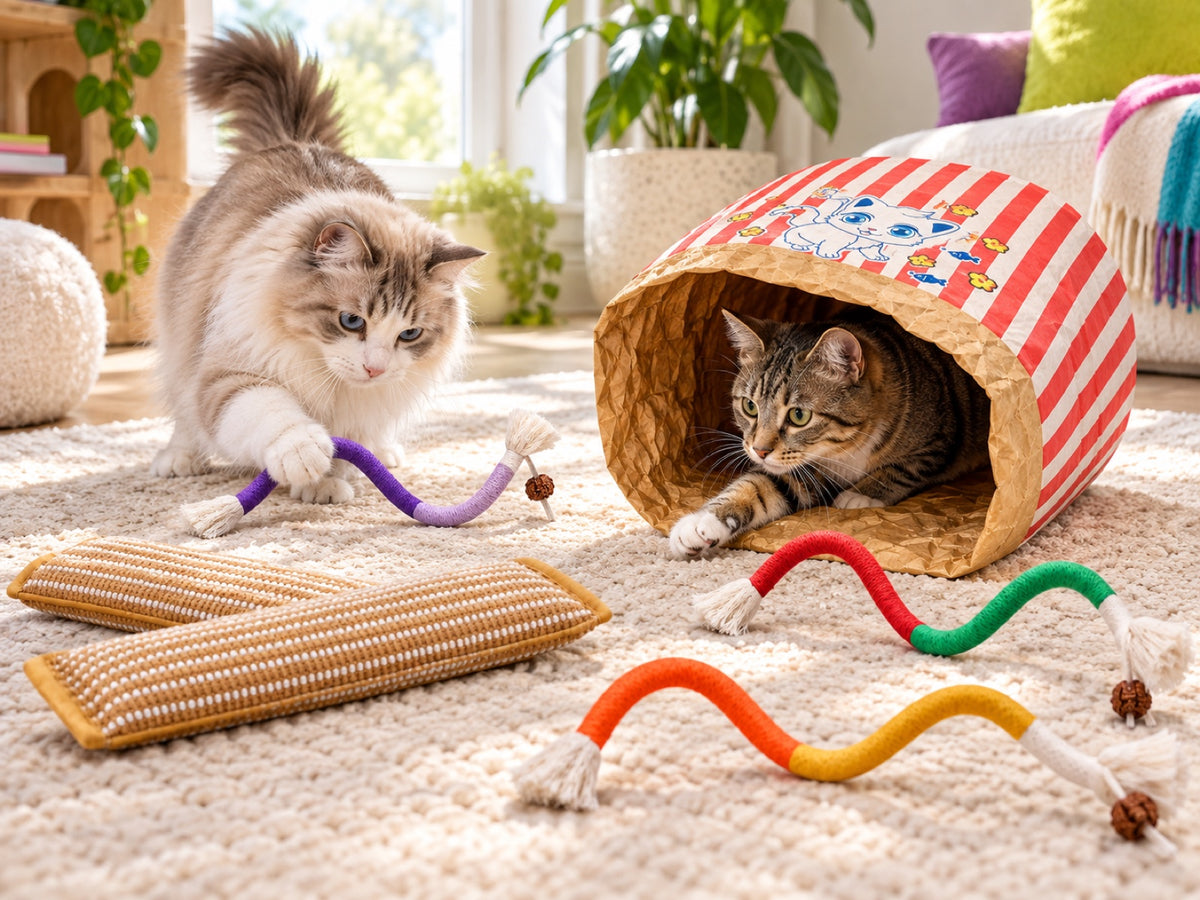 Cat enjoying curious play