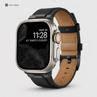 xstrape Rugged Black Leather Band with Protective Case for Apple Watch Ultra