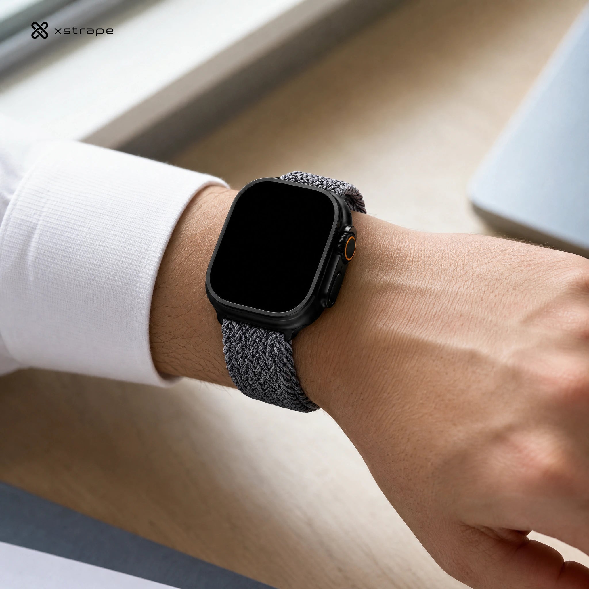 xstrape Gray Braided Loop Apple Watch Band - Stretch Nylon Strap for Apple Watch Ultra, Series 9, 8, 7, SE