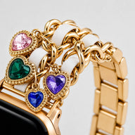 xstrape Gold Heart Charm Apple Watch Band with Crystal Accents