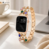 xstrape Gold Heart Charm Apple Watch Band with Crystal Accents