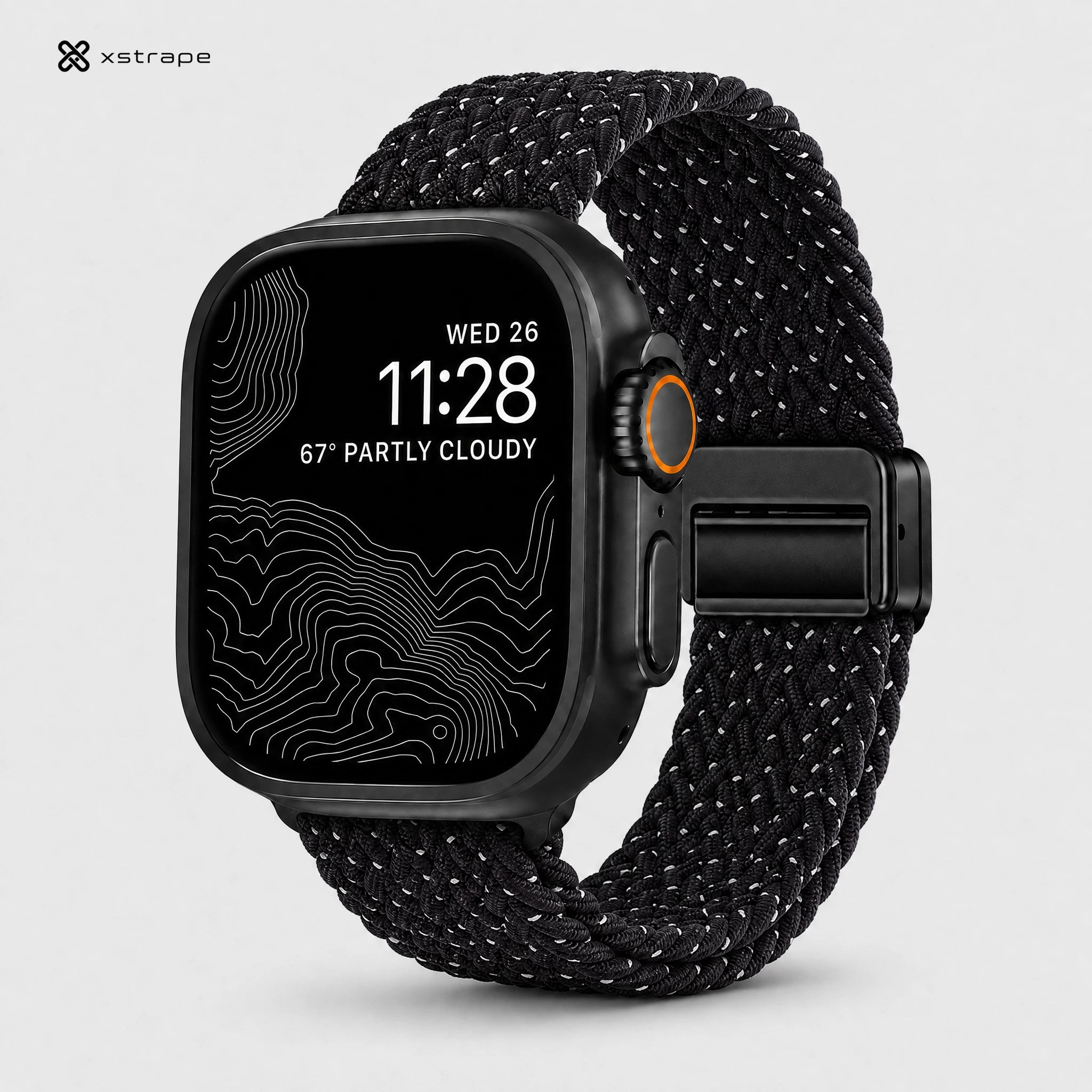 xstrape Black Reflective Braided Apple Watch Ultra Band
