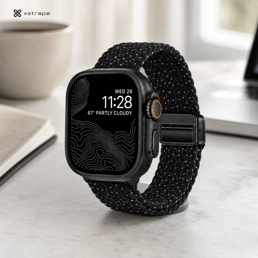 xstrape Black Reflective Braided Apple Watch Ultra Band