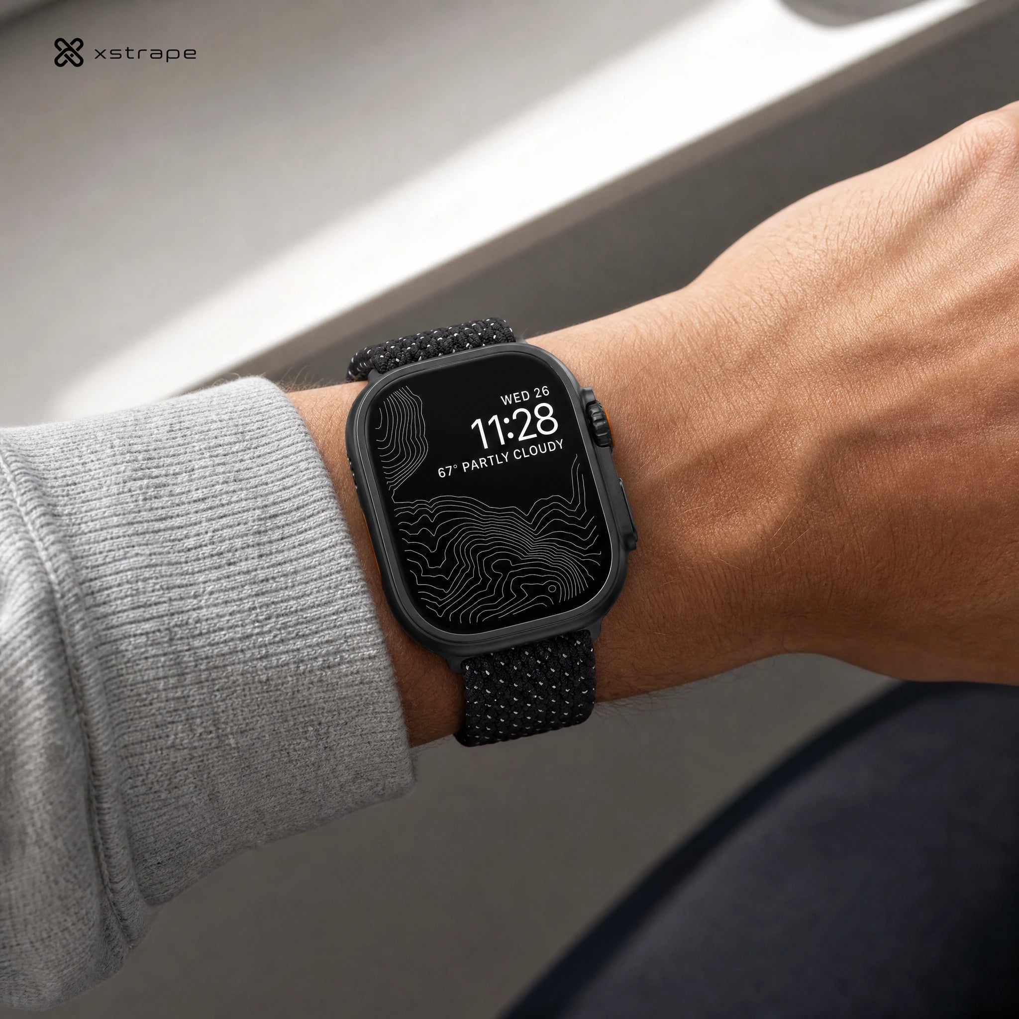 xstrape Black Reflective Braided Apple Watch Ultra Band