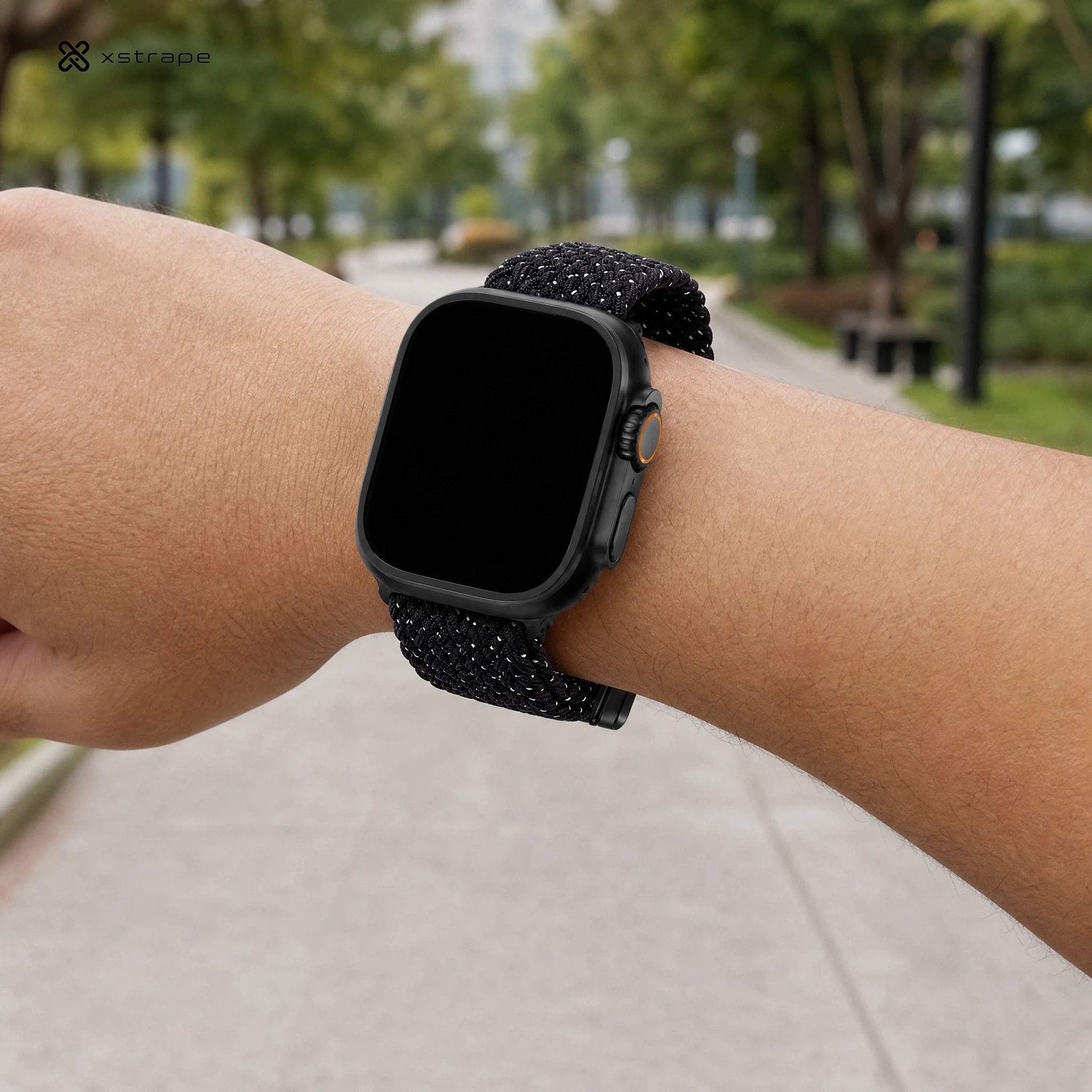 xstrape Black Reflective Braided Apple Watch Ultra Band