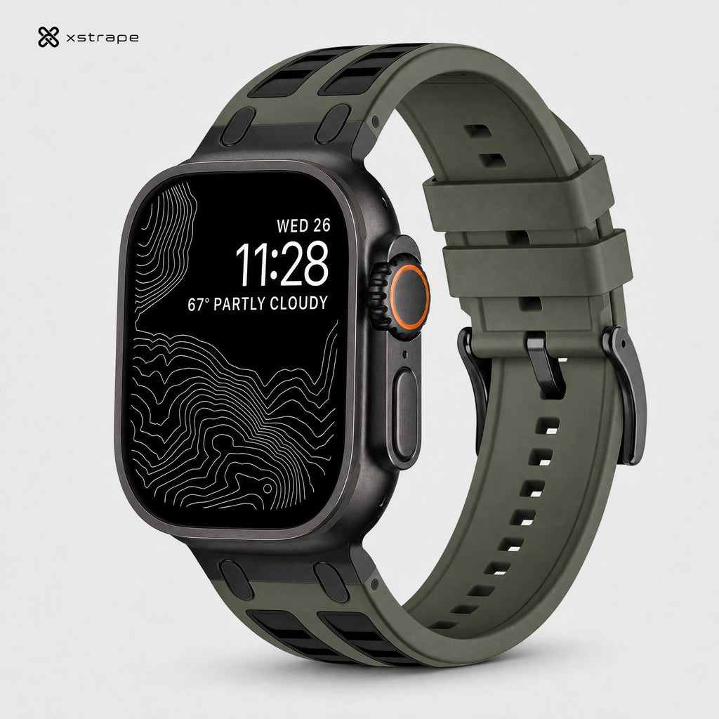 xstrape Rugged Olive Green Silicone Apple Watch Ultra Band