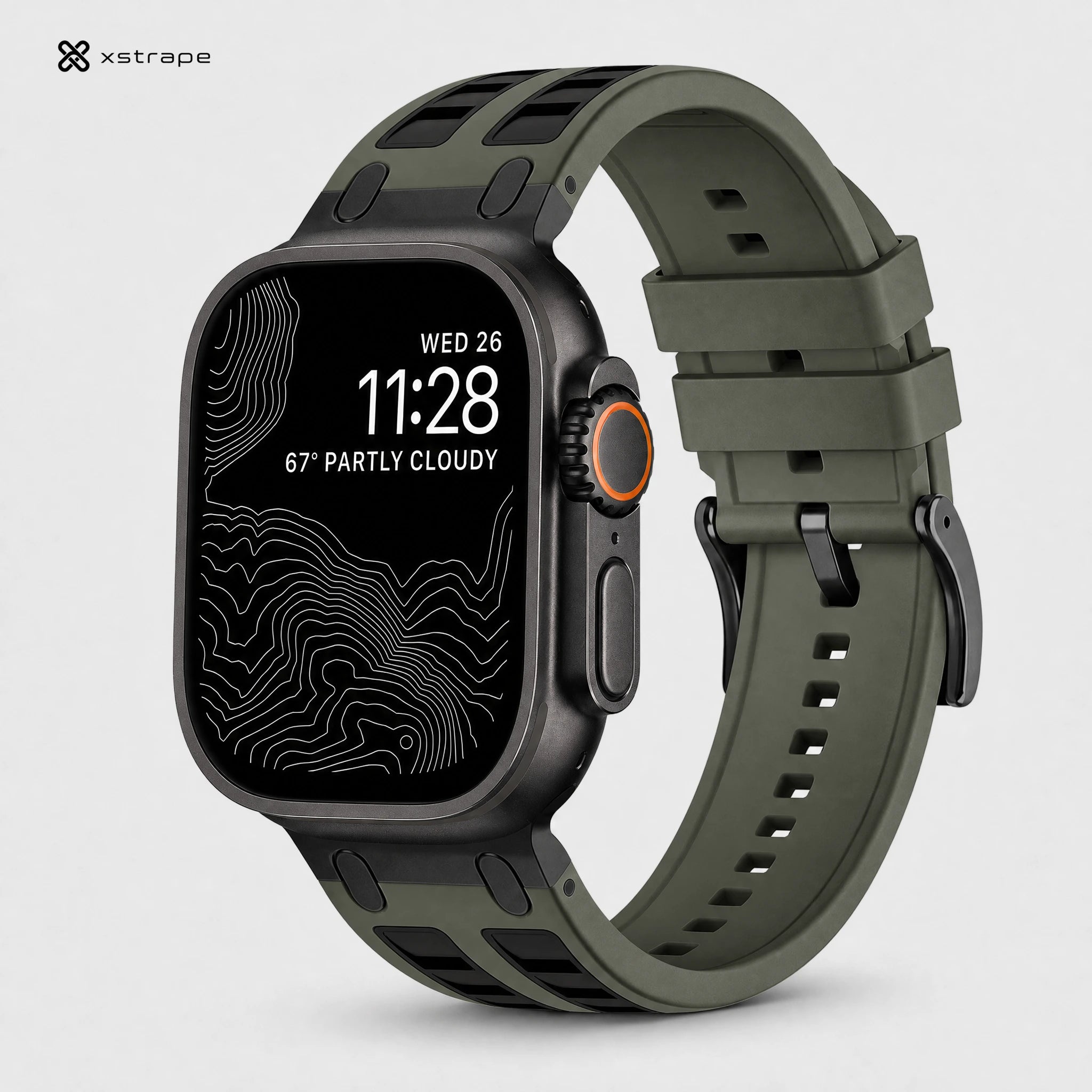xstrape Rugged Olive Green Silicone Apple Watch Ultra Band