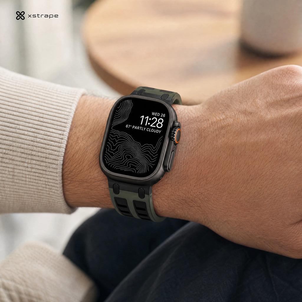 xstrape Rugged Olive Green Silicone Apple Watch Ultra Band