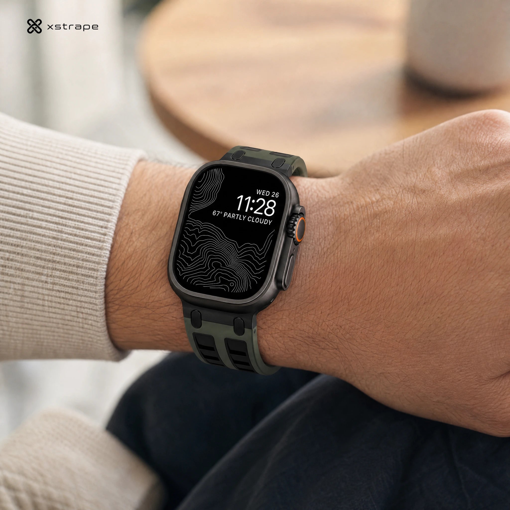 xstrape Rugged Olive Green Silicone Apple Watch Ultra Band