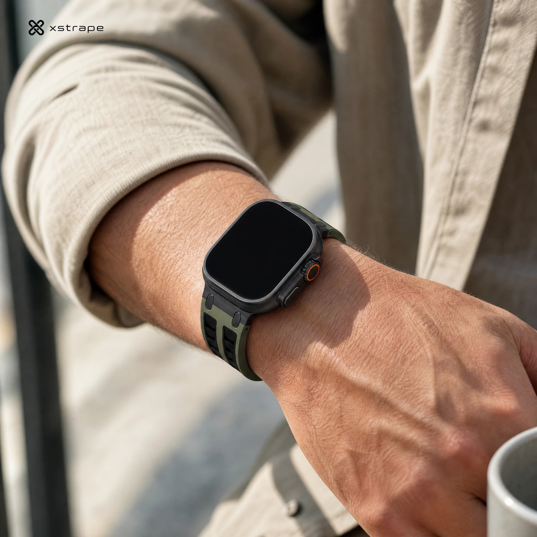 xstrape Rugged Olive Green Silicone Apple Watch Ultra Band