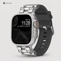xstrape Rugged Titanium-Style Apple Watch Ultra Case Band with Black Silicone Strap
