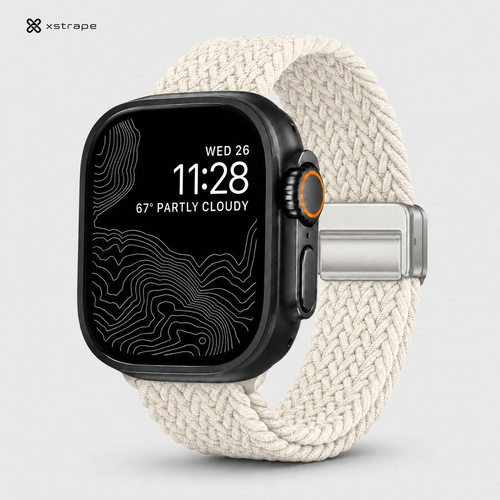 xstrape Cream Braided Apple Watch Band with Magnetic Clasp