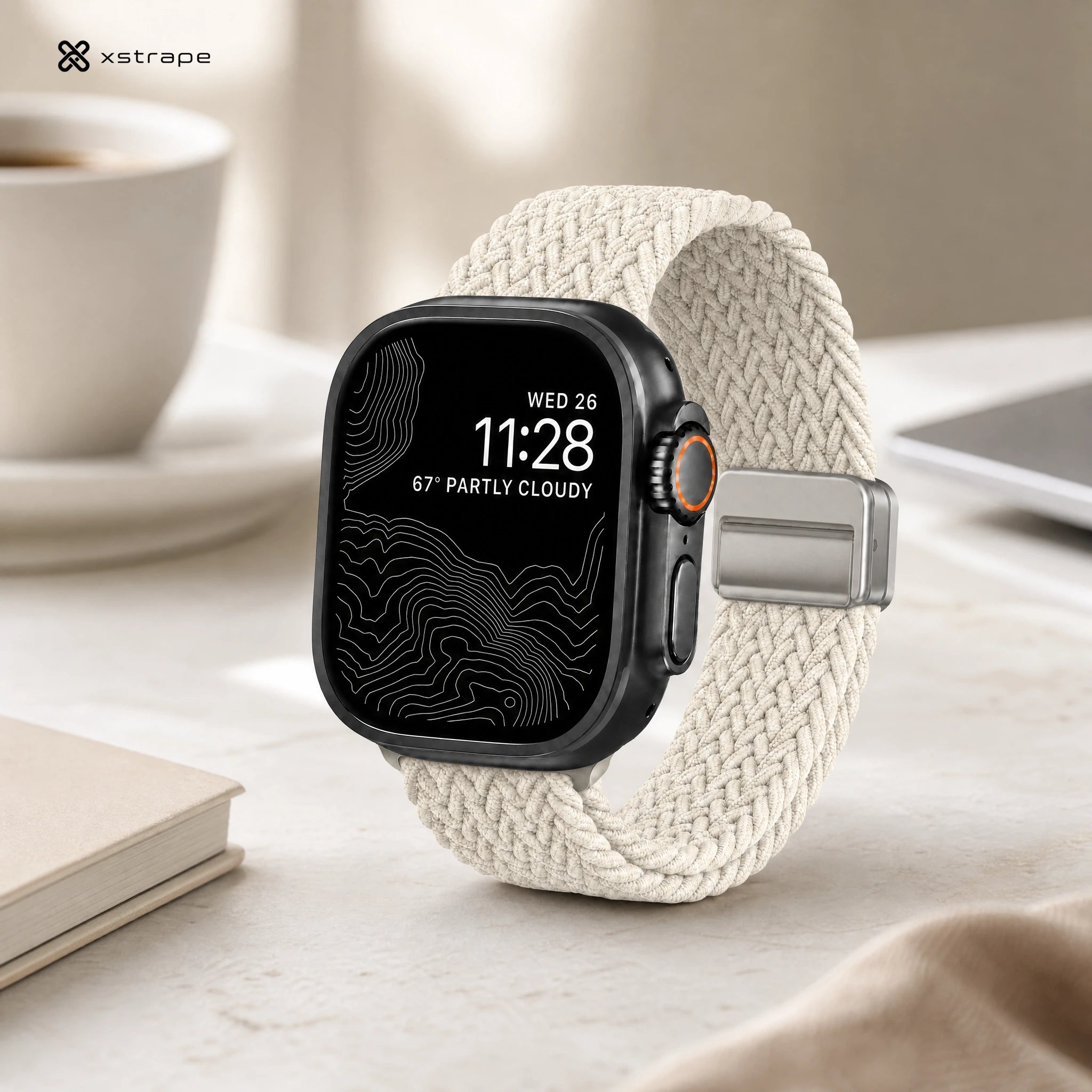xstrape Cream Braided Apple Watch Band with Magnetic Clasp