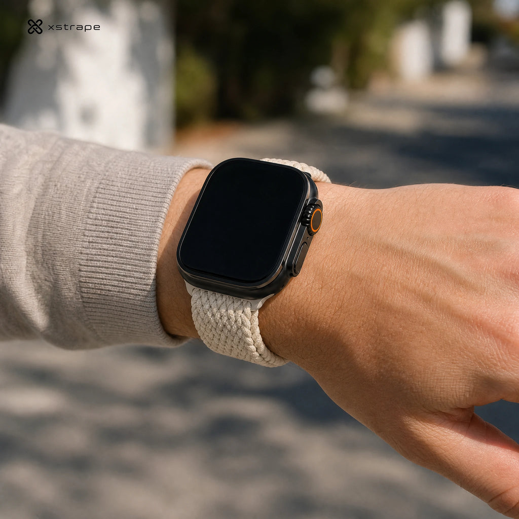 xstrape Cream Braided Apple Watch Band with Magnetic Clasp