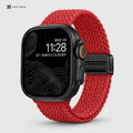 Red Braided Stretch Apple Watch Band with Adjustable Buckle