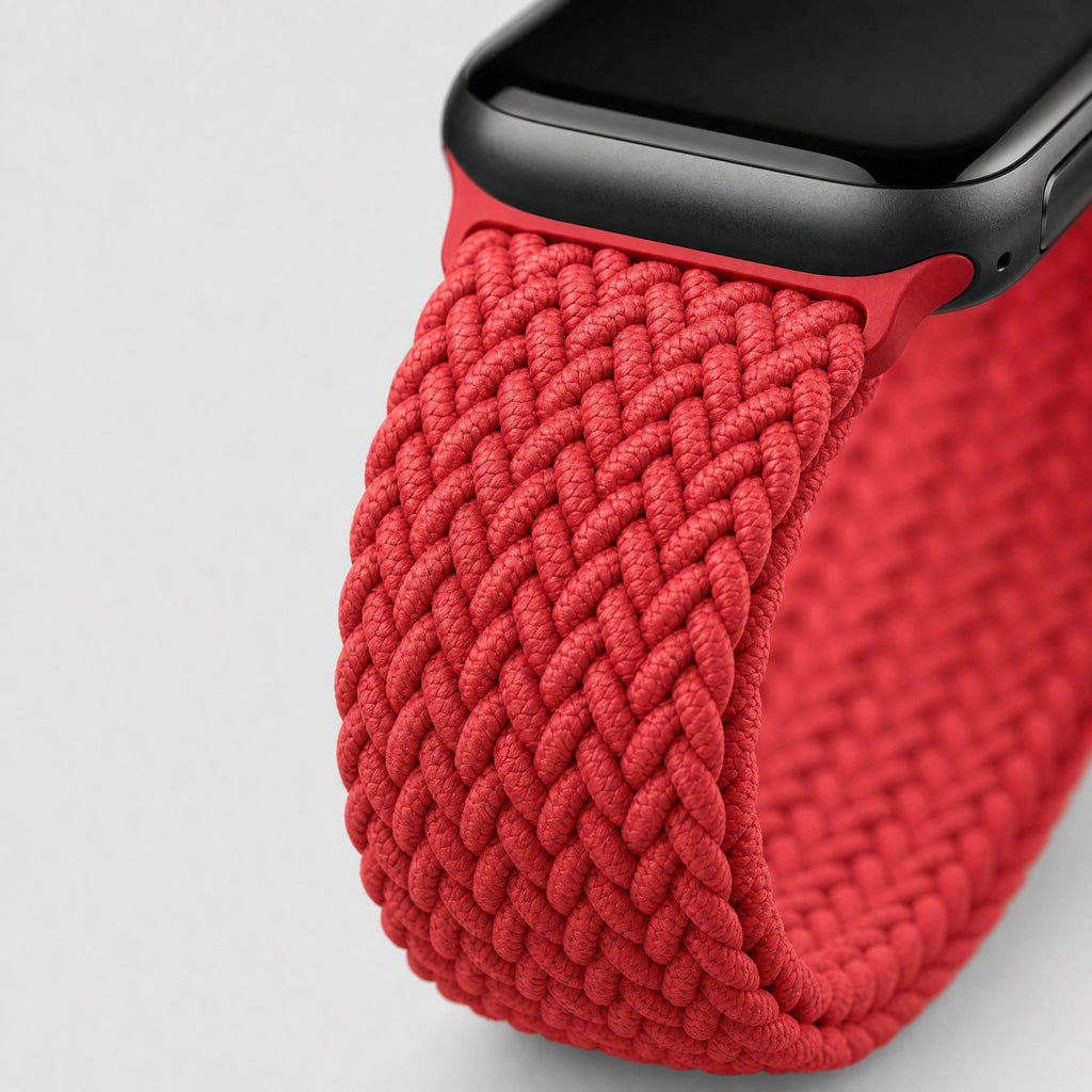 Red Braided Stretch Apple Watch Band with Adjustable Buckle