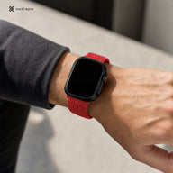 Red Braided Stretch Apple Watch Band with Adjustable Buckle