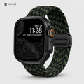 xstrape Green Black Braided Apple Watch Band - Rugged Stretch Nylon Loop Strap